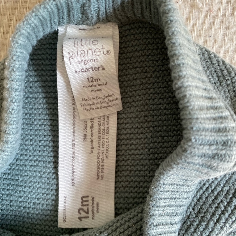 Carter's Little Planet Organic cotton knit leggings color sage - Picture 5 of 6